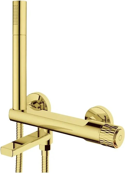 Mexen Diamond batteria da bagno con set doccia, oro - 71530-50