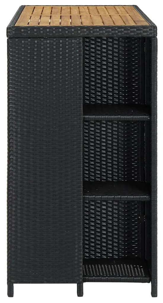 Tavolo da bar con ripiani nero 120x60x110 cm in polyrattan
