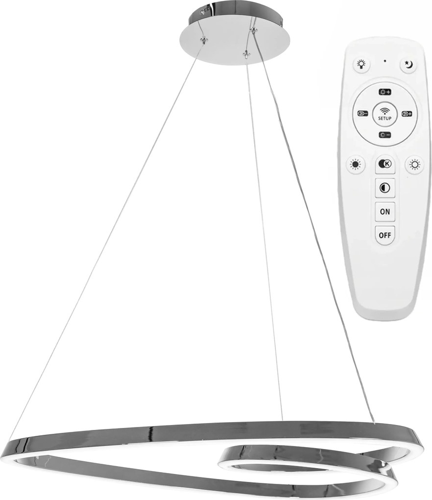 Lampada Da Soffitto Pensile Ring Moderno LED+Telecomando APP798-cp Chrome
