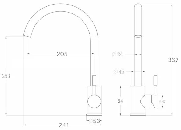 ALVEUS ES3508AE - Miscelatore per lavello VIOLA 36,7 cm in acciaio inox spazzolato