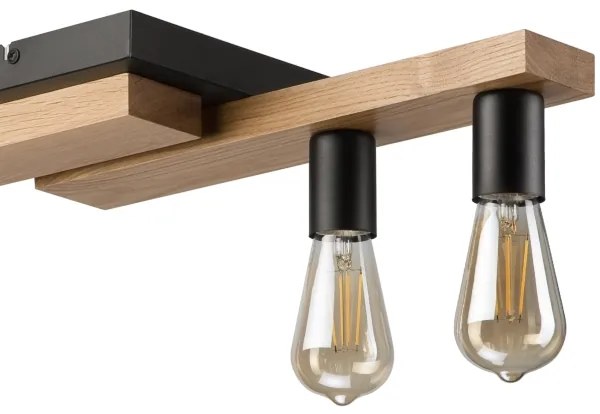 Lampadario a sospensione con filo CORTINA 4xE27/15W/230V nero/quercia