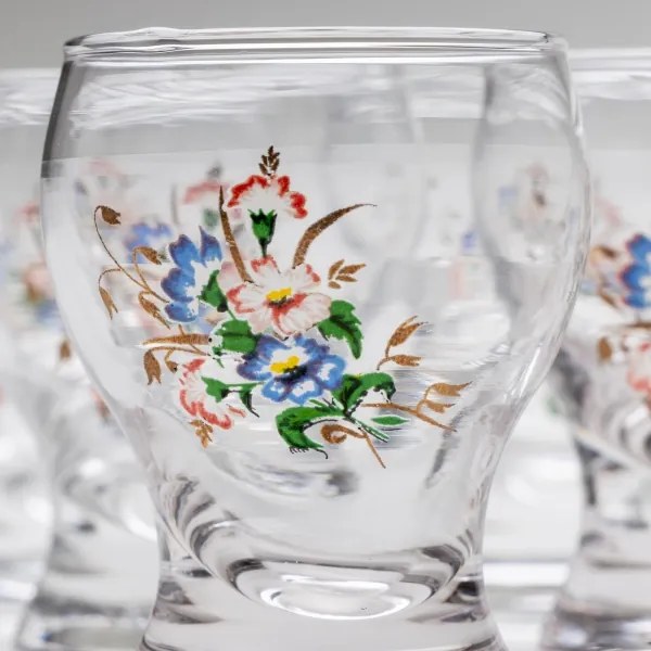 Set 6x bicchiere da liquore limpido - motivo floreale n3