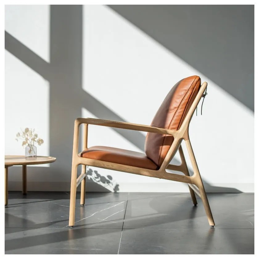 Poltrona in pelle di colore marrone-naturale Dedo - Gazzda