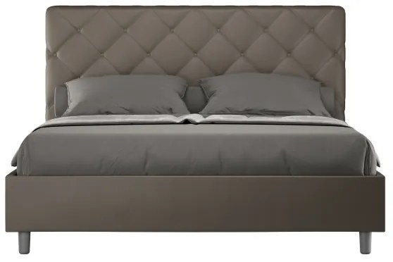 Letto matrimoniale contenitore imbottito 160x190 similpelle cappuccino Priya