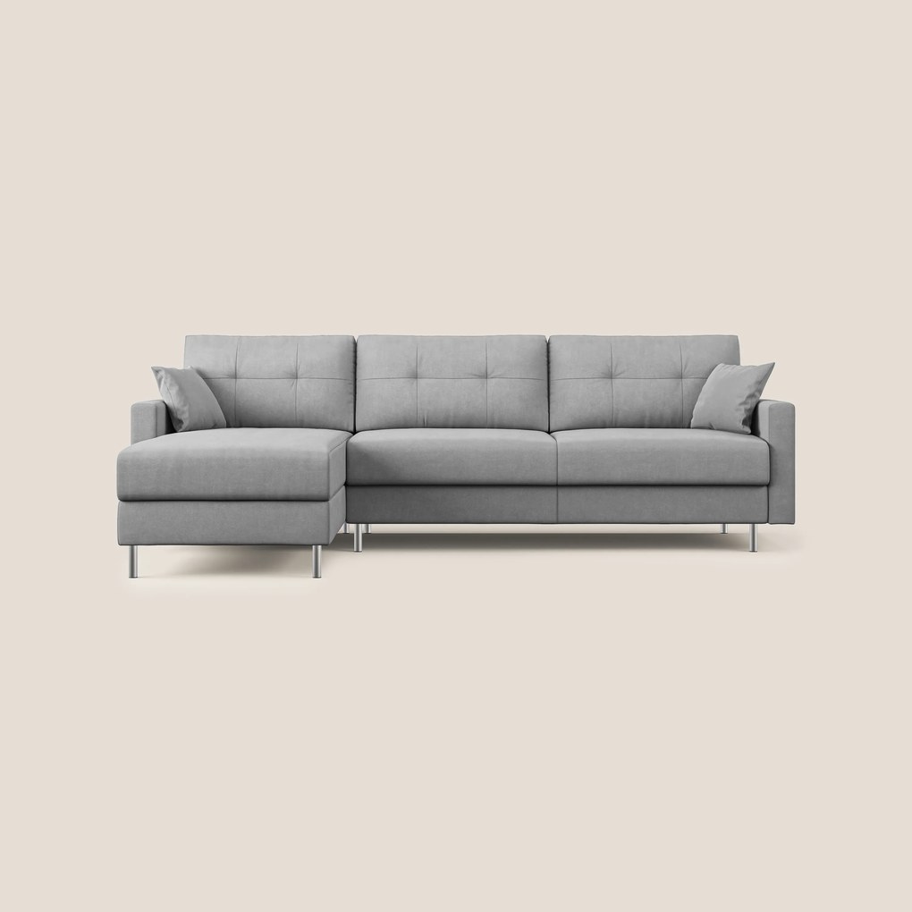 Megan divano letto angolare in microfibra smacchiabile T11 grigio 271 cm sinistro (mat. 140x197)