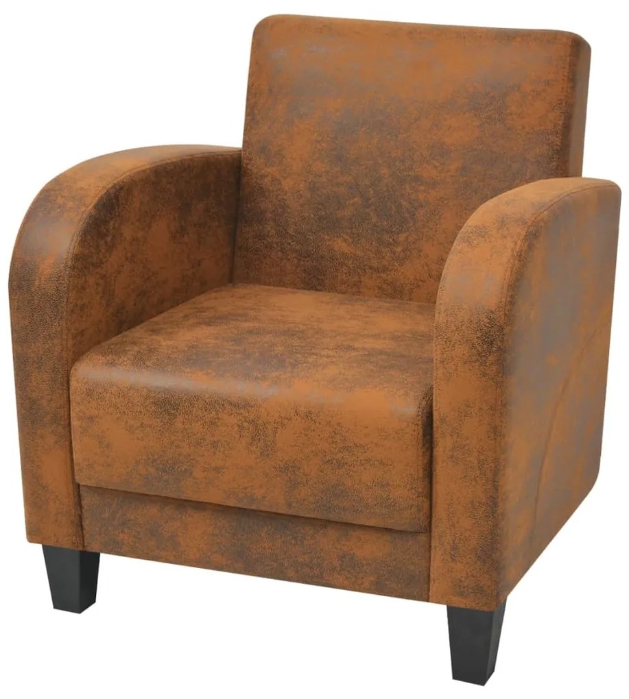 Poltrona Marrone İn Similpelle Scamosciata /
