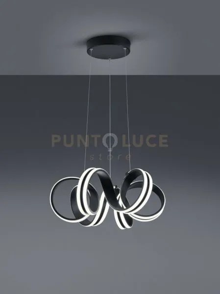 Carrera sospensione led metallo nero tiranti regolabili con variazi...