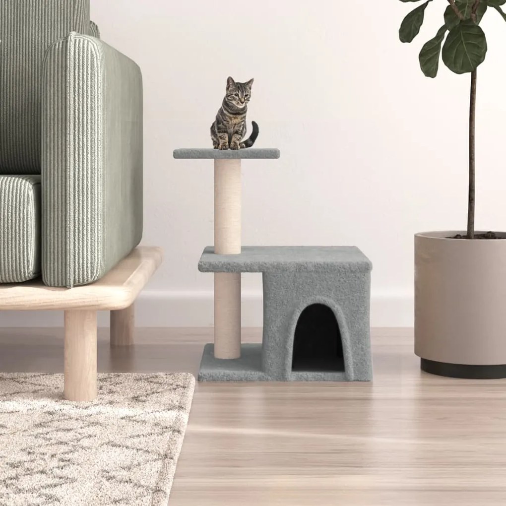Albero Per Gatti Con Tiragraffi İn Sisal Grigio Chiaro 48 Cm /