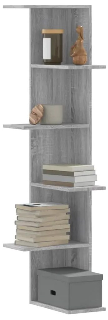 Scaffale Angolare Muro Grigio Sonoma 36,5x36,5x140 Cm Legno /