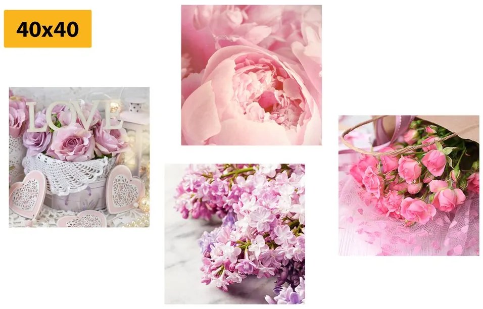Set di quadri – Natura morta delicata di fiori
