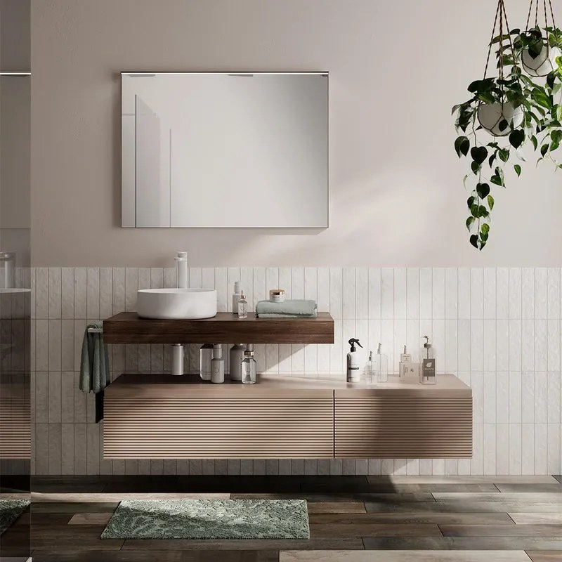 Mobile da bagno sotto lavabo Step beige L 100.3 x H 30 x P 46 cm 1 cassetto, lavabo non incluso