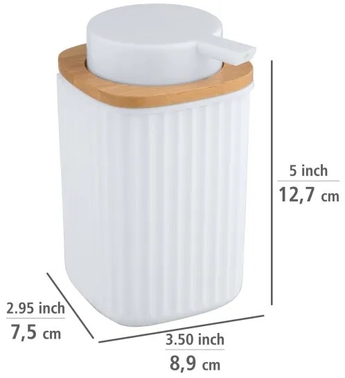 WENKO 25294100 - Dispenser di sapone ROTELLO 8,9x12,7 cm bianco/marrone