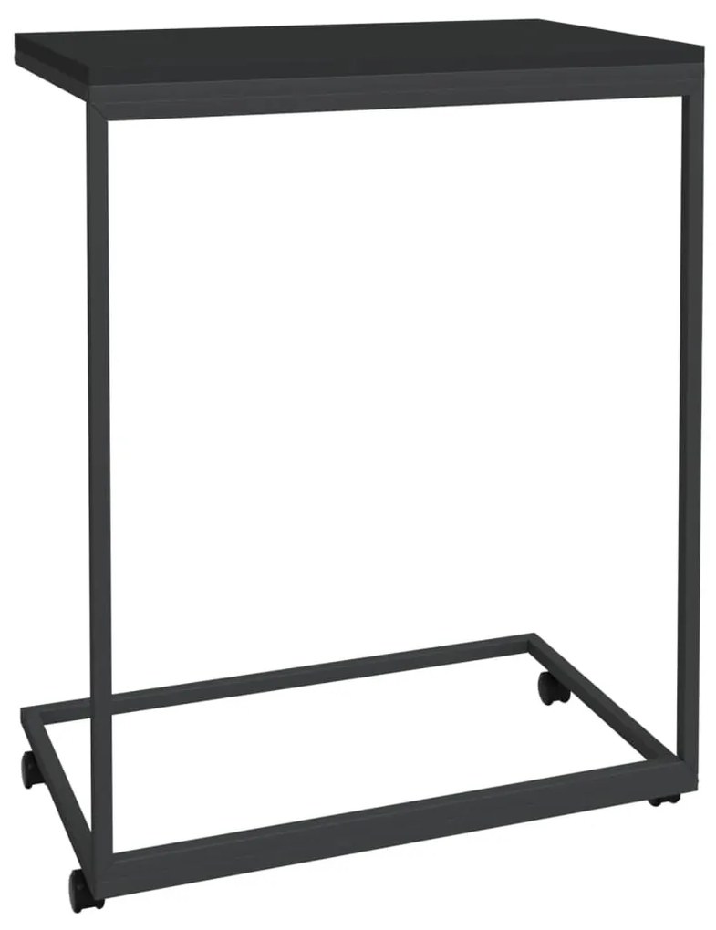 Tavolino con ruote nero 55x35x70 cm in legno multistrato