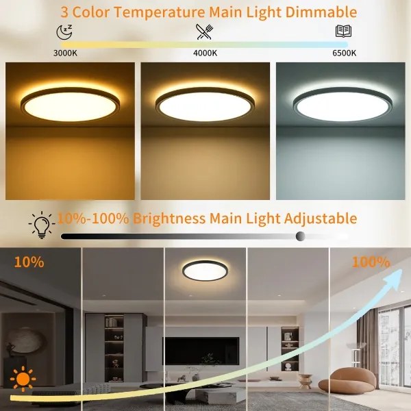 Brilagi - Plafoniera LED dimmerabile ULTRA SLIM LED/18W/230V Ø 30 cm nero + telecomando