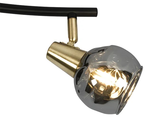 Plafoniera Art Déco vetro fumé oro 3 luci - Vidro