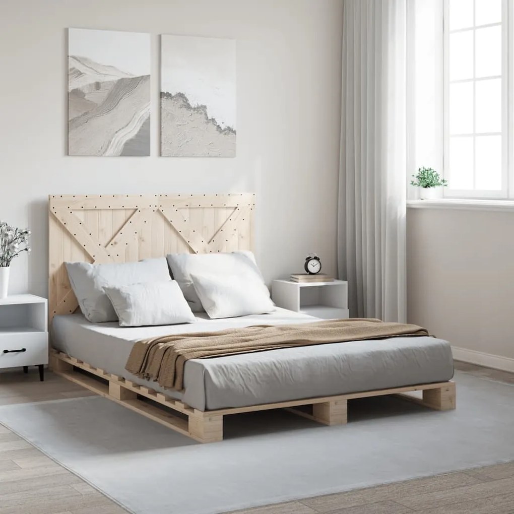 Giroletto con testiera 160x200 cm in legno massello di pino