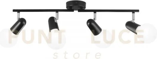 Spot punto nero 4 luci attacco e27 68x10x14cm in metallo