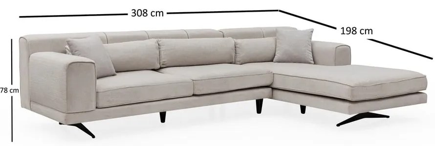 Divano angolare beige chiaro, angolo destro Jivago - Artie