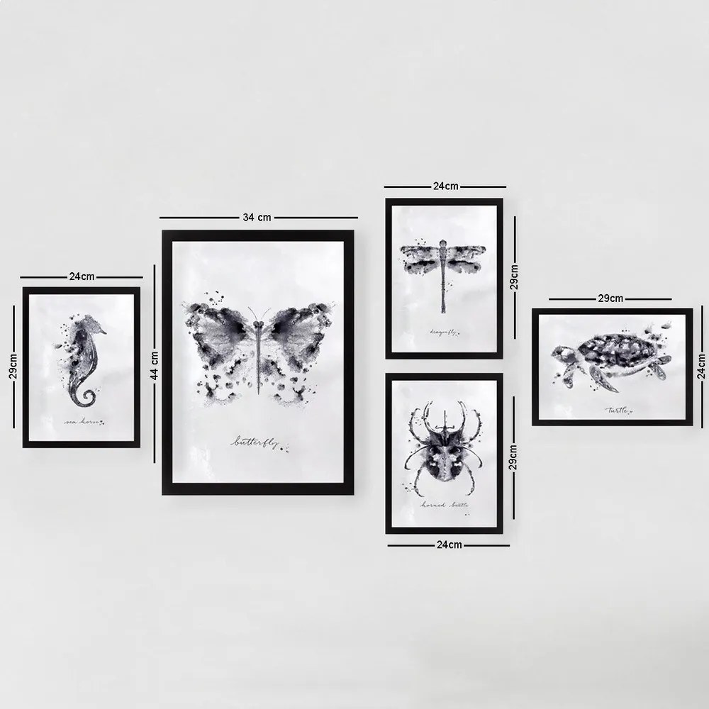 Dipinti in set da 5 pezzi Butterfly - Wallity
