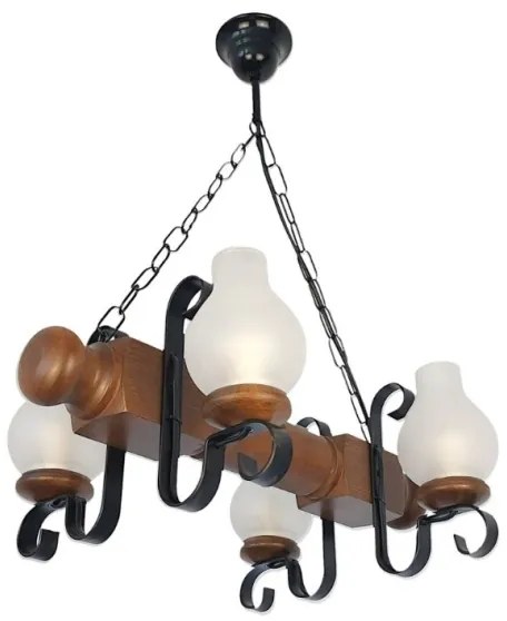 Brilagi - Lampadario a sospensione con catena RUSTIC 4xE14/40W/230V faggio/noce
