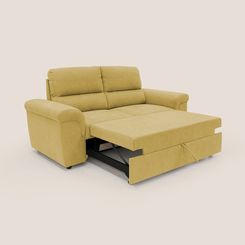Minerva divano con pouf estraibile poggiapiedi in tessuto morbido impermeabile T02 giallo