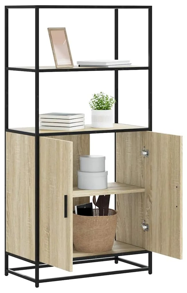 Credenza Rovere Sonoma 68x35x139 Cm Legno Multistrato Metallo /