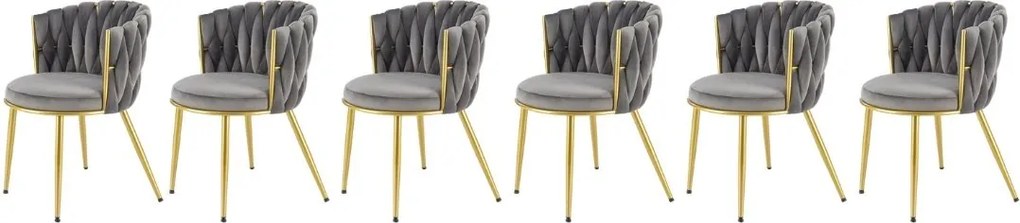 Set di 6 sedie K517 velluto grigio/oro