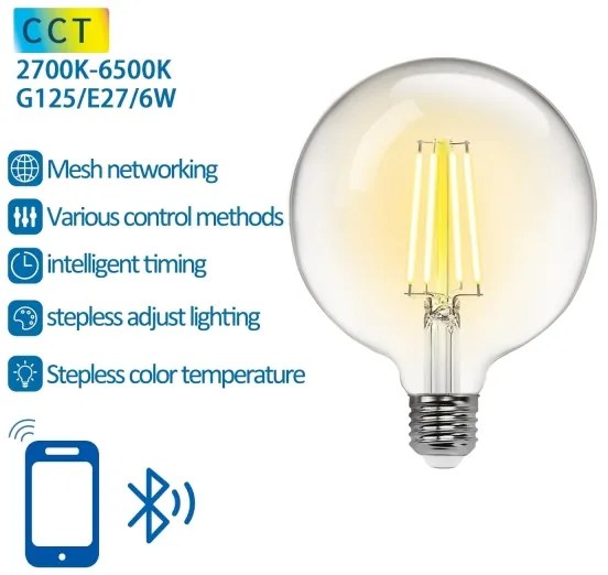 Lampadina LED FILAMENT G125 E27/6W/230V 2700-6500K - Aigostar