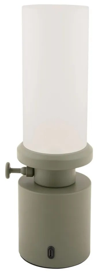 Lampada da tavolo dimmerabile a LED kaki con paralume in metallo/con paralume in vetro (altezza 29,5 cm) Camp - Leitmotiv