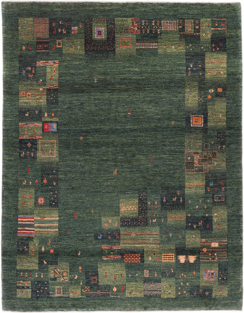 Loribaft Tappeto persiano 230x180 Verde (Iran) Annodato A Mano
