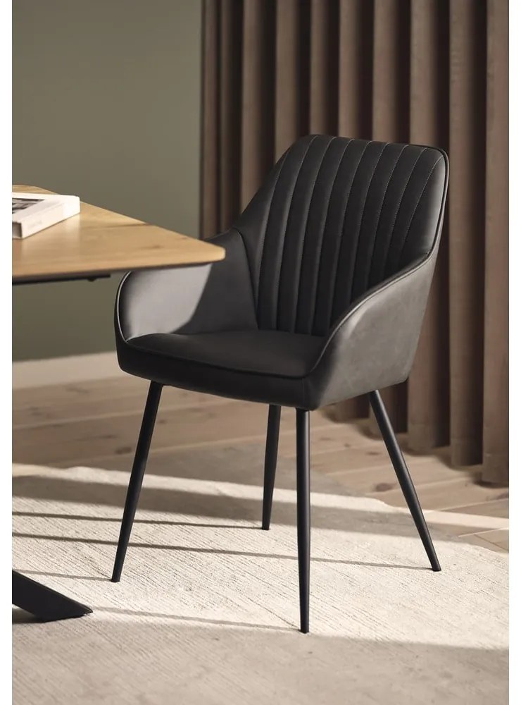 Set di sedie da pranzo grigio scuro in imbottito con braccioli 2 pz Nolan Stripe – Unique Furniture