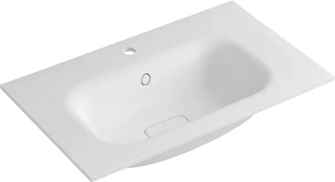 Lavabo a incasso rettangolare vasca centrale L 80.5 x H 15 x P 46 cm in resina bianco opaco