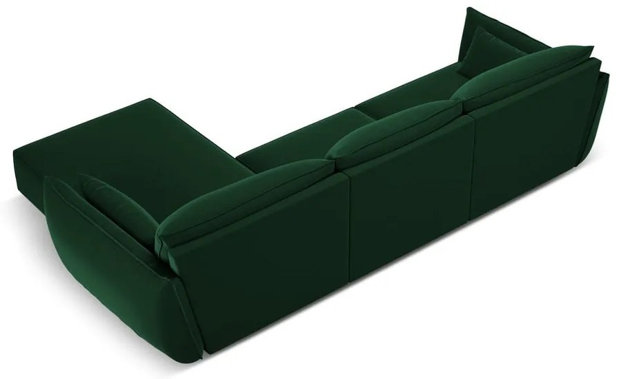 Divano angolare verde scuro (con penisola a destra/con chaise lounge) con rivestimento in velluto Vanda – Mazzini Sofas