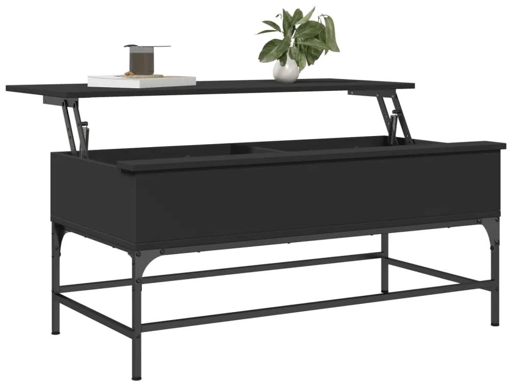 Tavolino salotto nero 100x50x45 cm legno multistrato e metallo