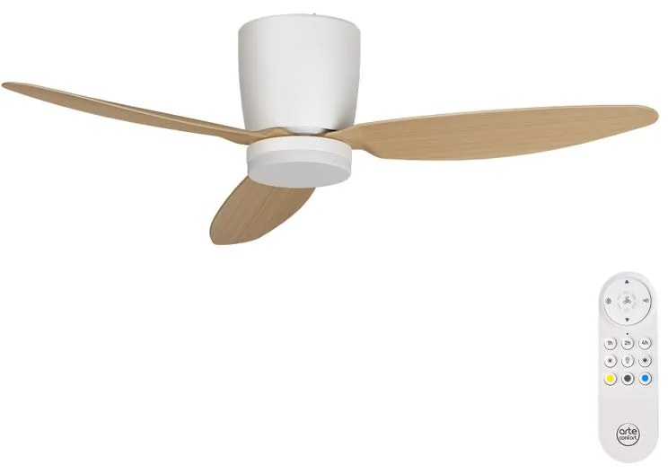 Ventilatore da soffitto CONIL faggio, Ø 122 cm, CCT, dimmerabile, ARTE CONFORT IP20