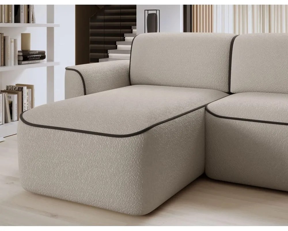 Divano angolare beige (con penisola a sinistra/con chaise lounge) e rivestimento in bouclé Ume – ELTAP