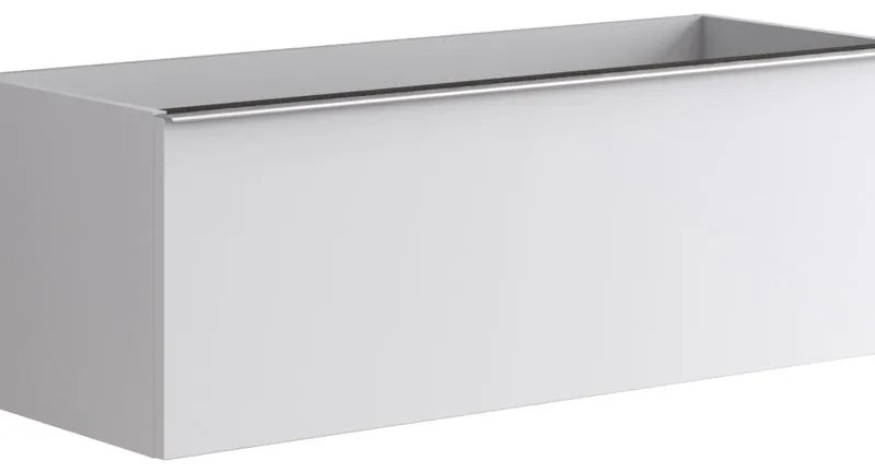 Mobile da bagno sotto lavabo Pixel plain bianco e maniglia alluminio brillante laccato opaco L 120 x H 40 x P 45.5 cm 1 cassetto, lavabo non incluso