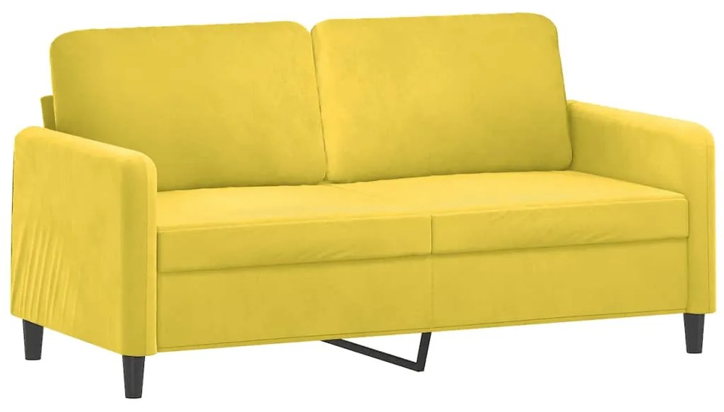 Set di divani 2 pz con cuscini giallo in velluto