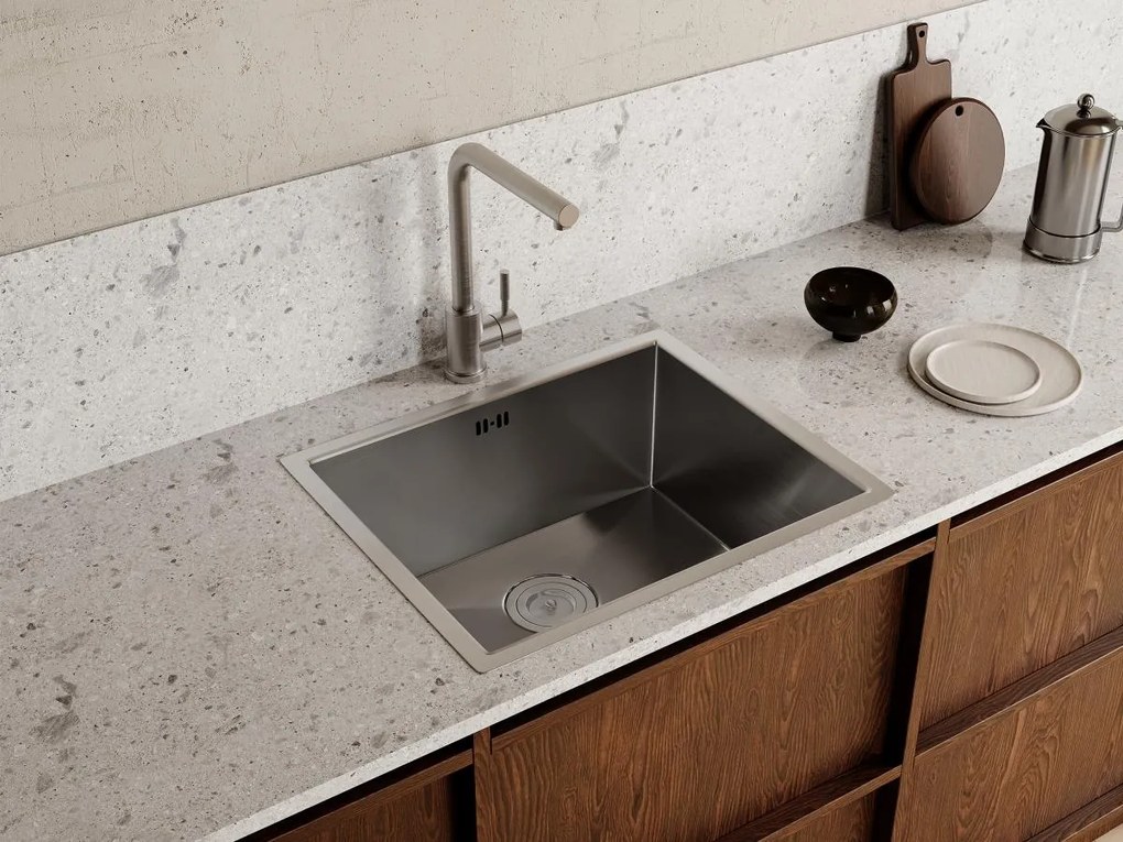 Lavandino 55 x 45 cm in Acciaio inossidabile Grigio - SOELA