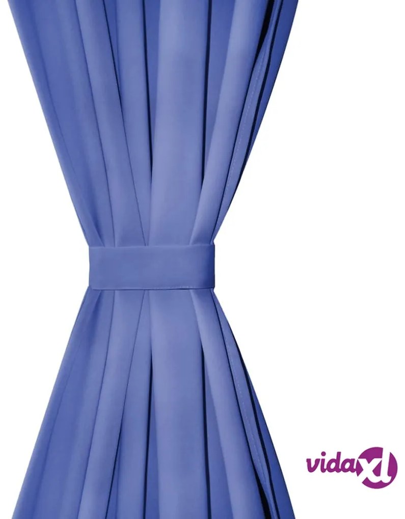 vidaXL Tende Oscuranti con Occhielli 2 pz in Metallo 135x245 cm Blu