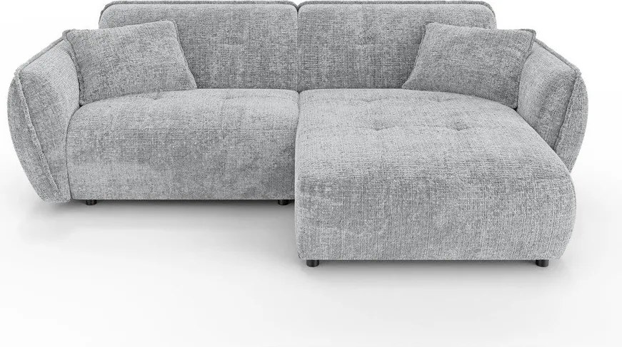 Divano angolare grigio chiaro (con penisola a destra/con chaise lounge) con rivestimento in ciniglia Nelia – Ropez