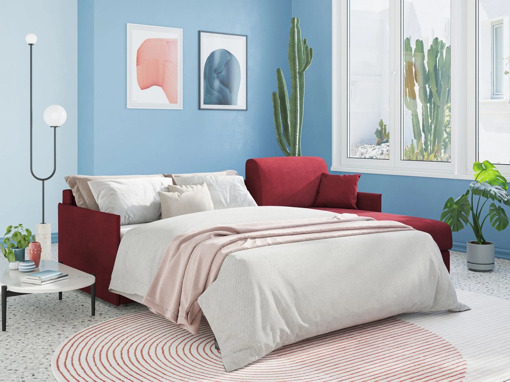 Evans Divano letto angolare con penisola in morbido tessuto impermeabile T02