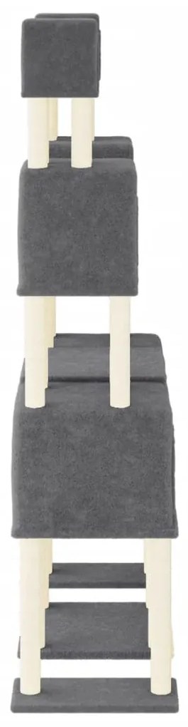 Albero per gatti con tiragraffi in sisal grigio scuro 199 cm