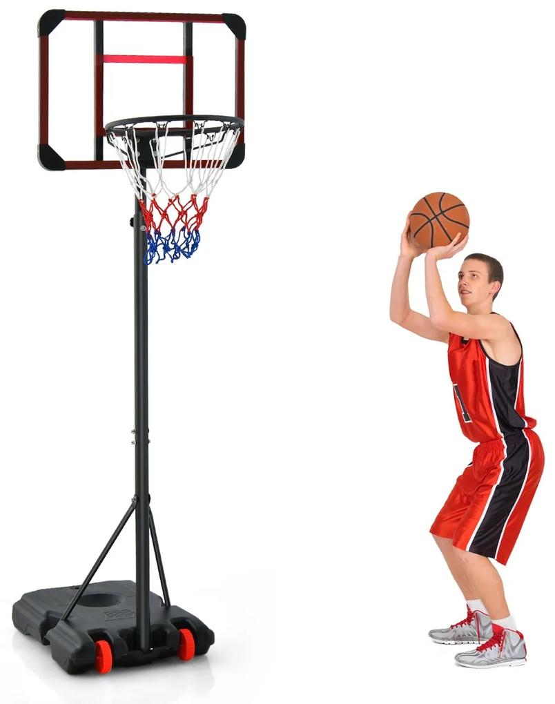 Costway Canestro da basket regolabile in altezza da 193 a 248cm, Canestro basket con ruote supporto per pallone