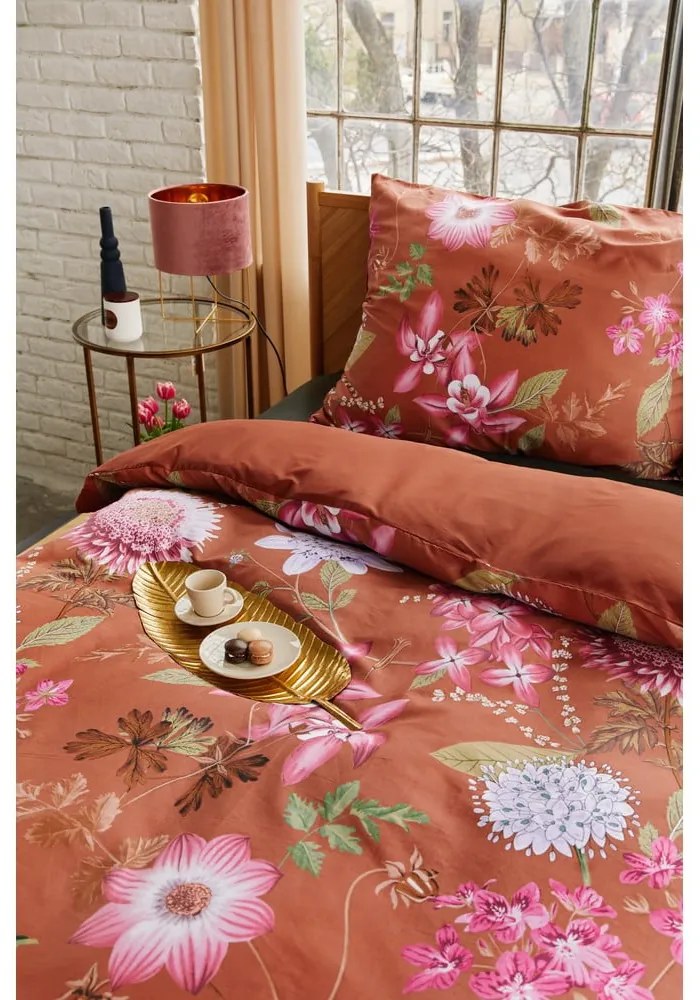 Lenzuola matrimoniali in cotone sateen marrone terracotta 160 x 220 cm Blossom - Bonami Selection