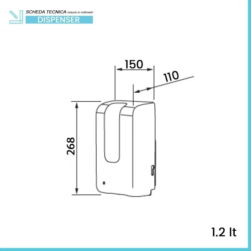 Dispenser per sapone liquido automatico da 1,2 L bianco in plastica alimentato a batterie o con cavo