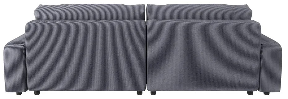 Divano letto angolare in velluto a coste grigio scuro (penisola variabile) Sara - Ropez