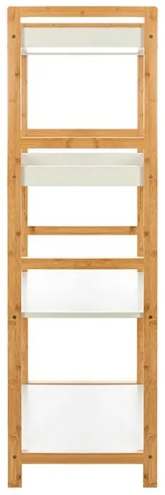 Scaffale per bagno in legno bamboo bianco 4 mensole Tahiti