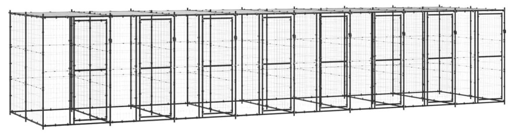 Gabbia per cani da esterno in acciaio con tetto 19,36 m²