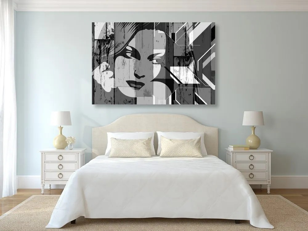 Quadro su tela – Ritratto di donna in bianco e nero